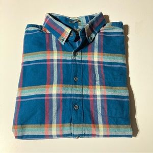 Eddie Bauer Men's Classic Fit Flannel Button Down Shirt Blue Plaid Size TL Tall